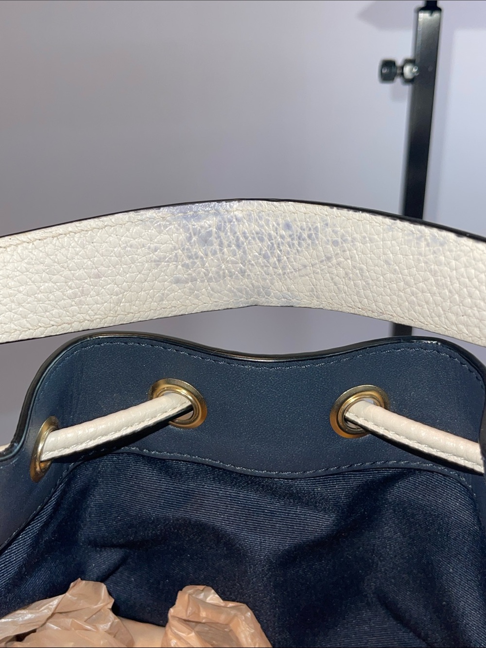 Coach D2132-C4104 Signature Jacquard Mini Bucket Bag Navy Blue & Chalk Leather - Picture 5 of 9